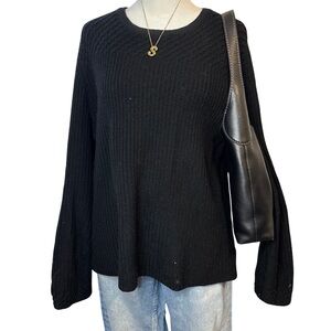 Brooks Brothers 100% Merino Wool V-Neck Sweater Black Size XL Flawed